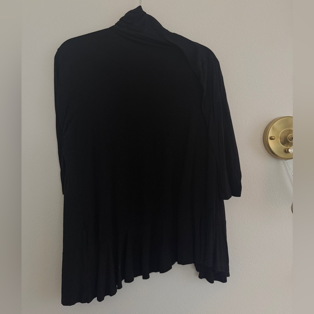 Elegant Black Open Front Cardigan Blazer - Picture 3 of 4
